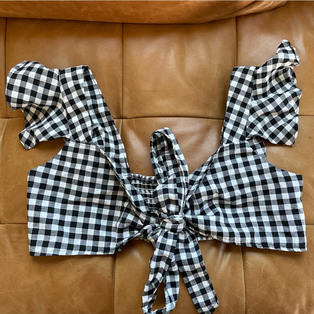 Plaid Tie Wrap Top Crop Top